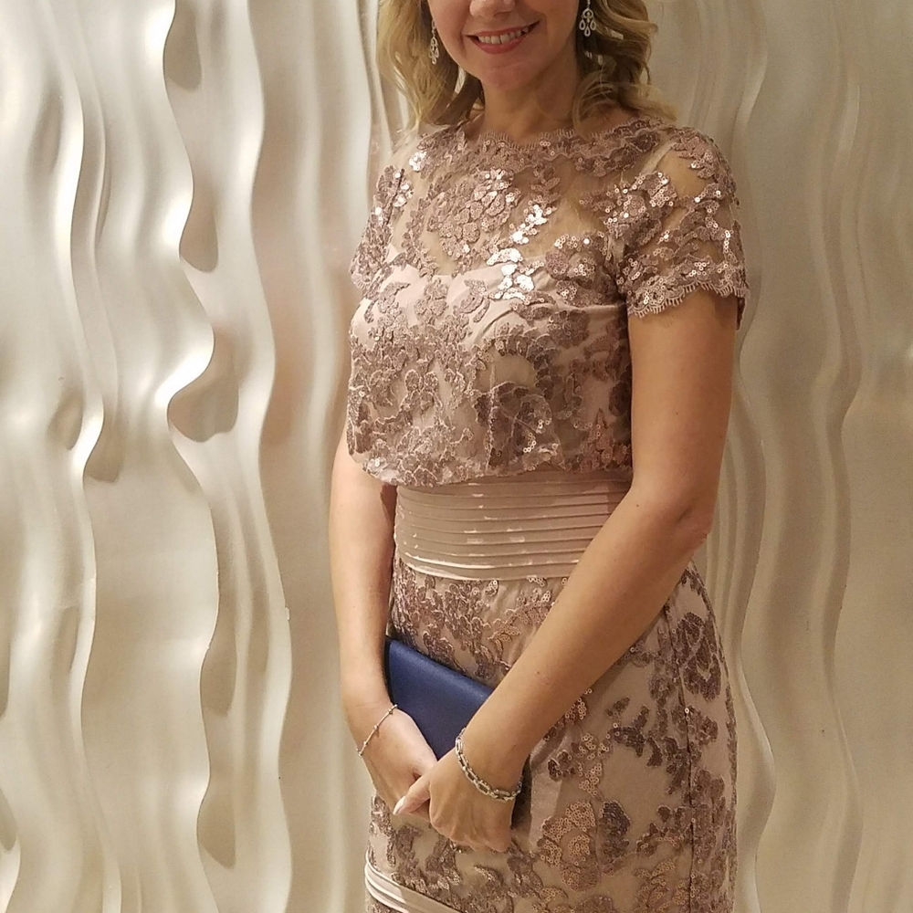 Tadashi Shoji Sequin Lace Midi Dress - Picture 3 of 9